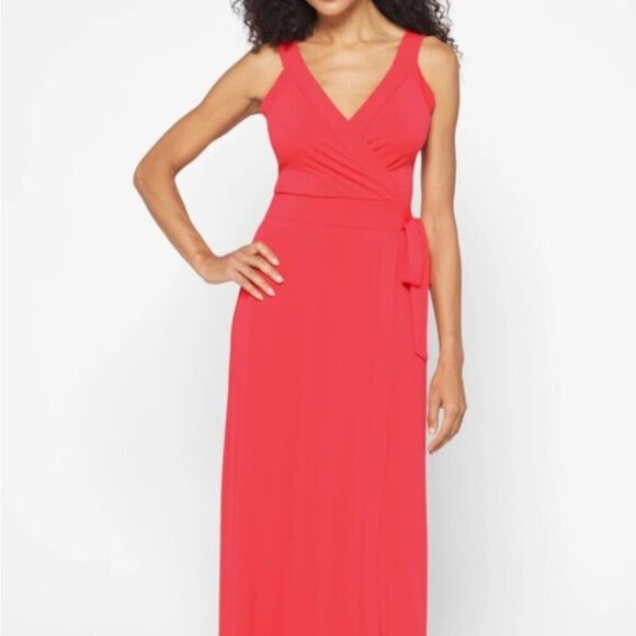41 Hawthorn Dresses & Skirts - 41 Hawthorn Helena Figure Flattering Faux Wrap Salmon Maxi Dress in Small - NWT